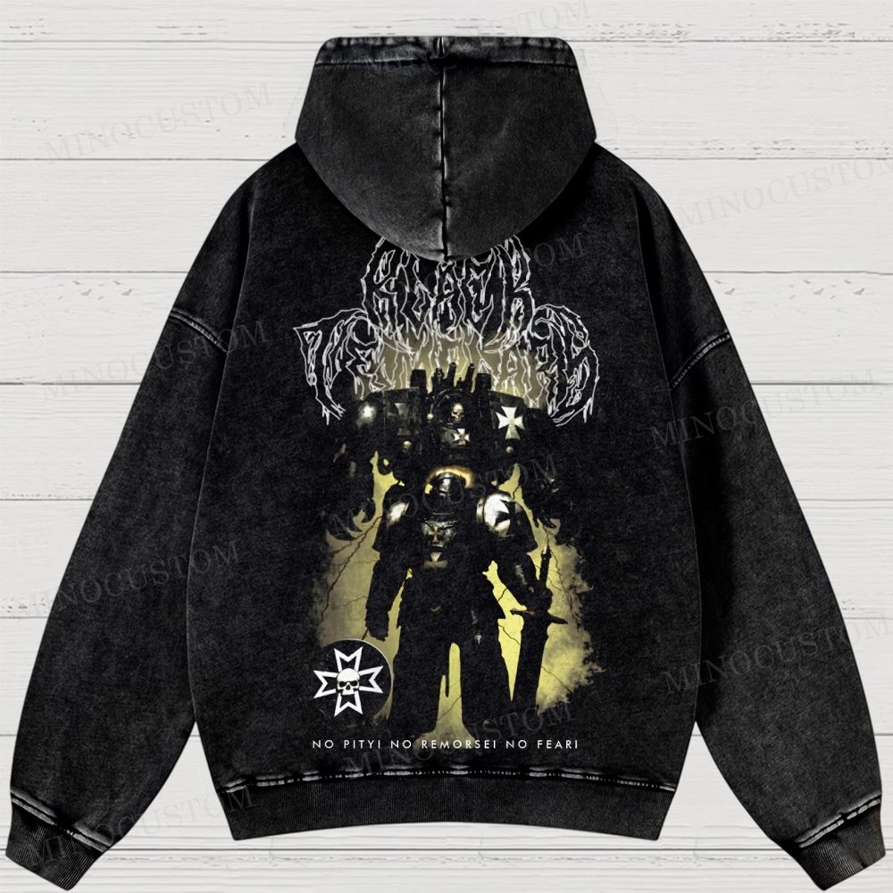 Space Marine Black Templar Metal Washed Hoodies