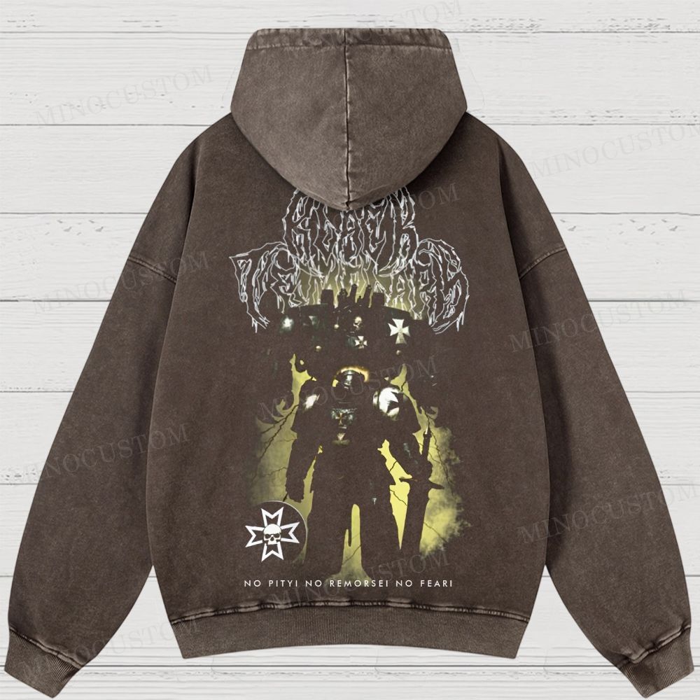 Space Marine Black Templar Metal Washed Hoodies