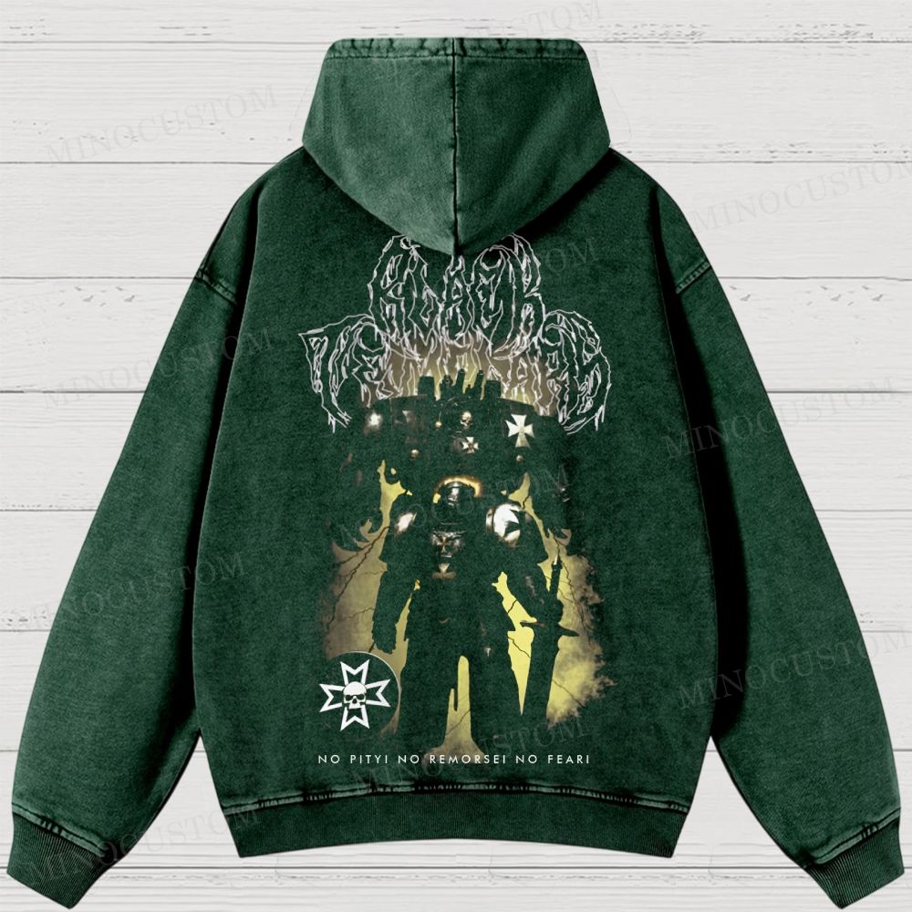 Space Marine Black Templar Metal Washed Hoodies