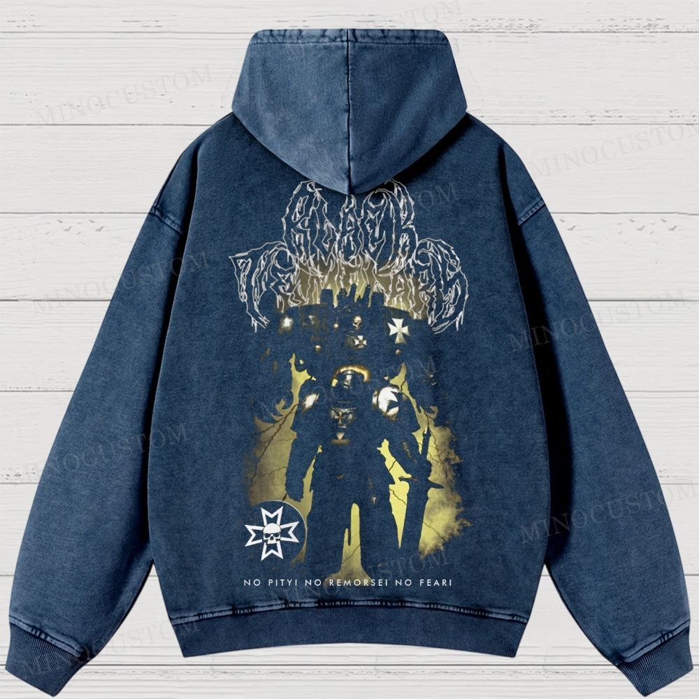 Space Marine Black Templar Metal Washed Hoodies