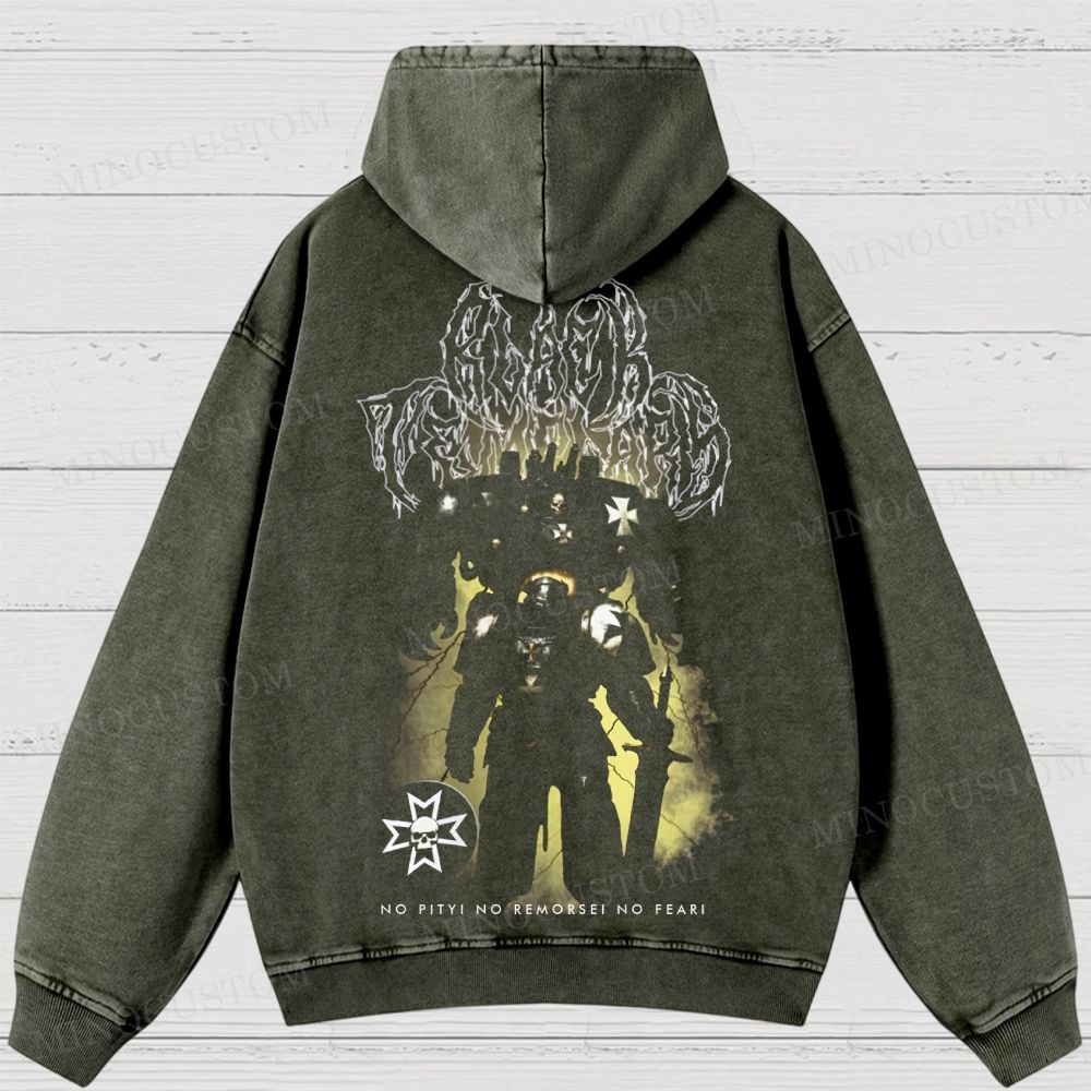 Space Marine Black Templar Metal Washed Hoodies