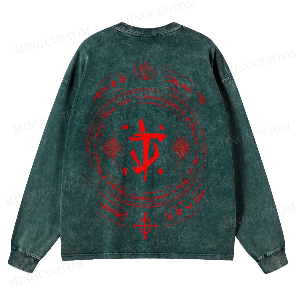 Medieval Sci Fi Gamer Retro Washed Long-Sleeved T-Shirt