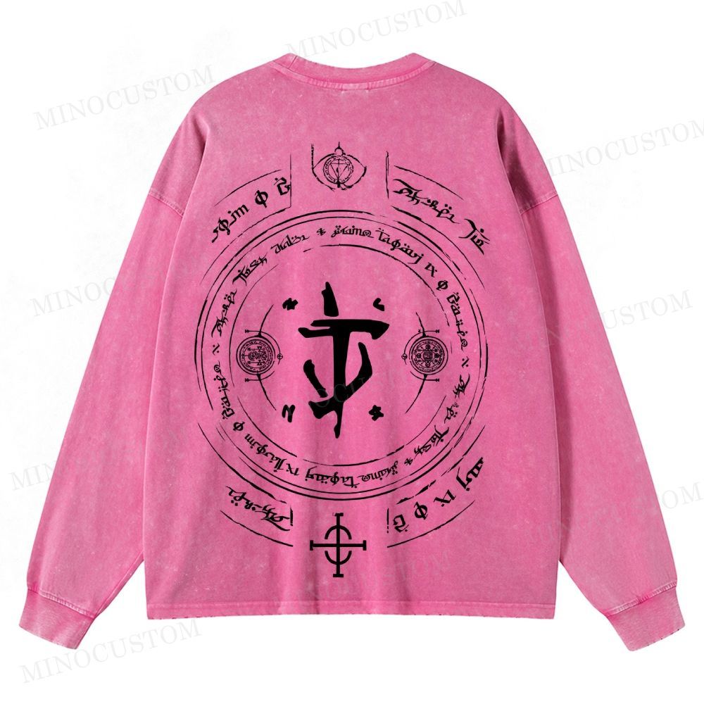 Medieval Sci Fi Gamer Retro Washed Long-Sleeved T-Shirt