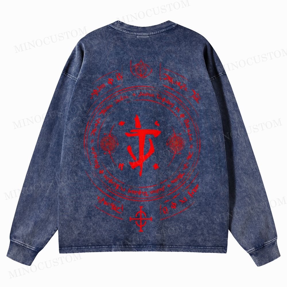 Medieval Sci Fi Gamer Retro Washed Long-Sleeved T-Shirt