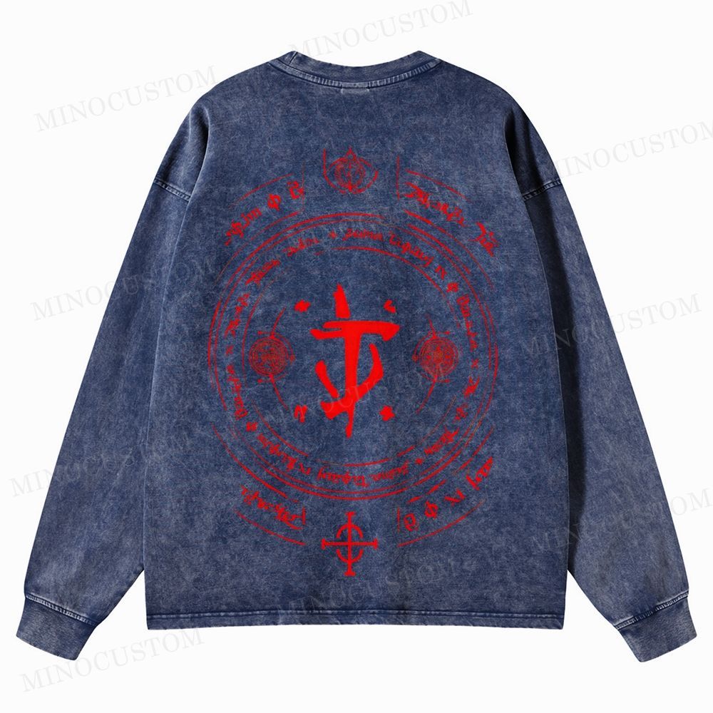 Medieval Sci Fi Gamer Retro Washed Long-Sleeved T-Shirt