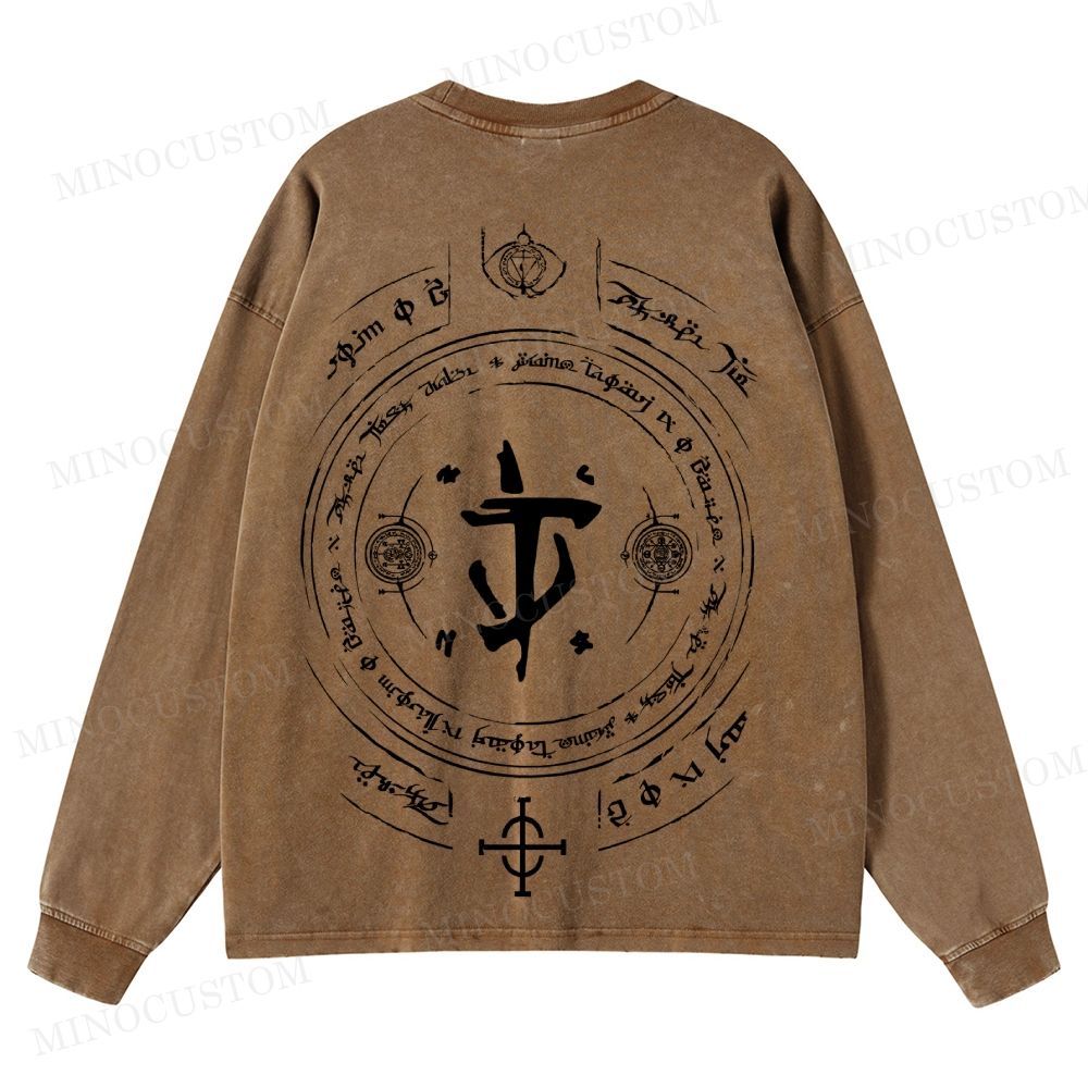 Medieval Sci Fi Gamer Retro Washed Long-Sleeved T-Shirt