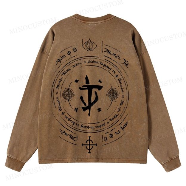 Medieval Sci Fi Gamer Retro Washed Long-Sleeved T-Shirt