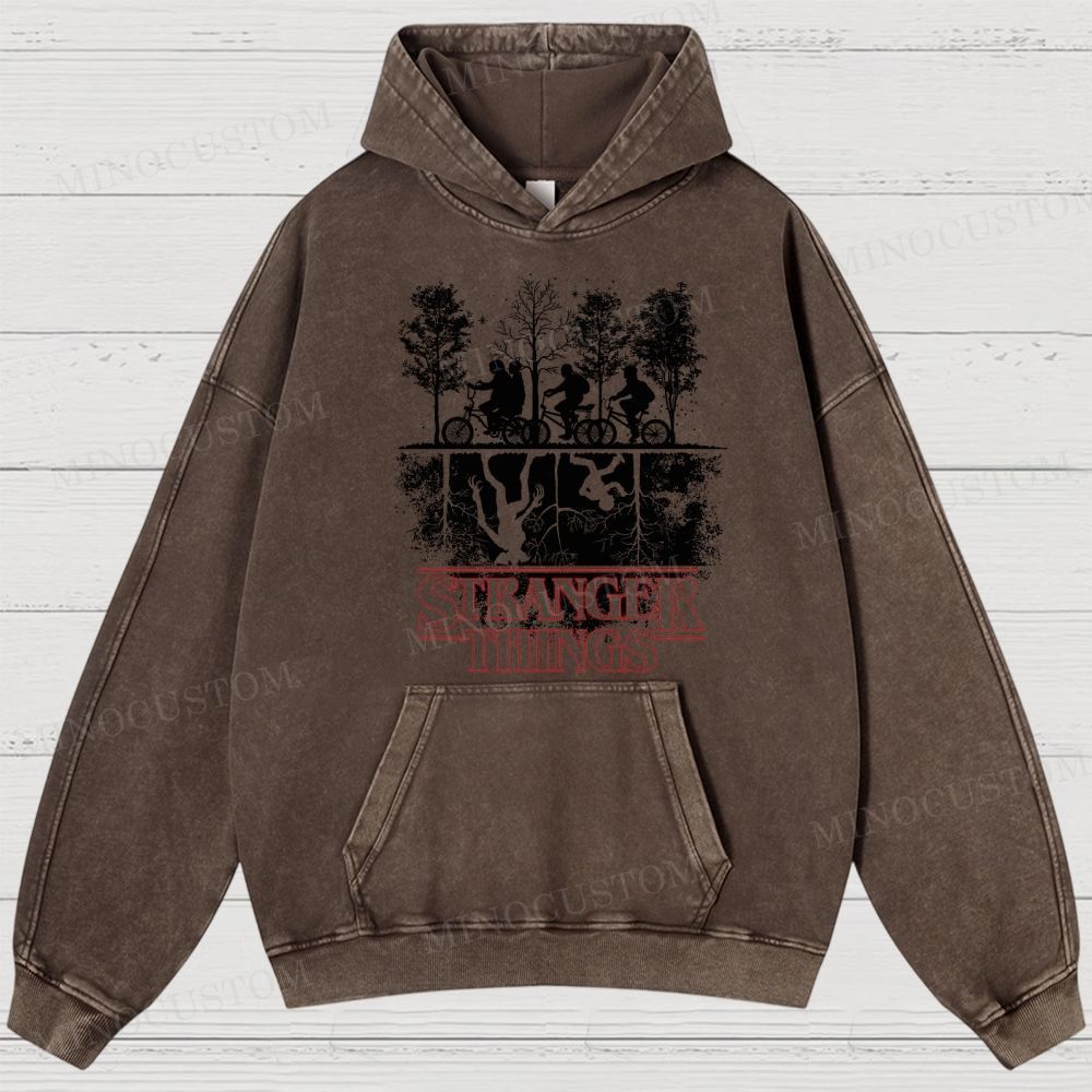 Vintage Washed Stranger Things Graphic Sci - Fi Horror Hoodie
