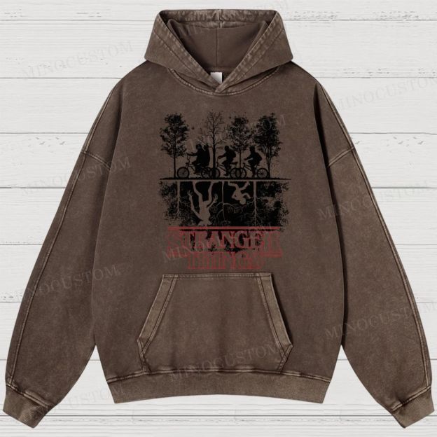 Vintage Washed Stranger Things Graphic Sci - Fi Horror Hoodie