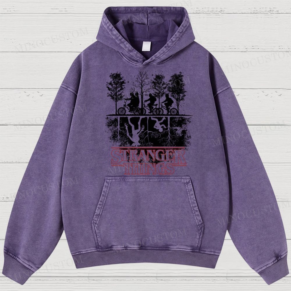 Vintage Washed Stranger Things Graphic Sci - Fi Horror Hoodie