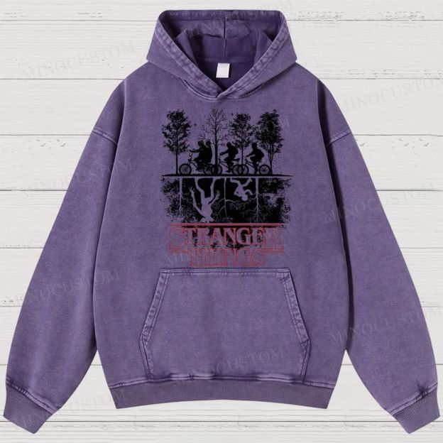 Vintage Washed Stranger Things Graphic Sci - Fi Horror Hoodie