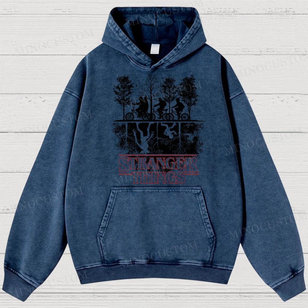 Vintage Washed Stranger Things Graphic Sci - Fi Horror Hoodie