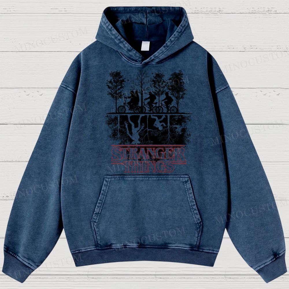 Vintage Washed Stranger Things Graphic Sci - Fi Horror Hoodie