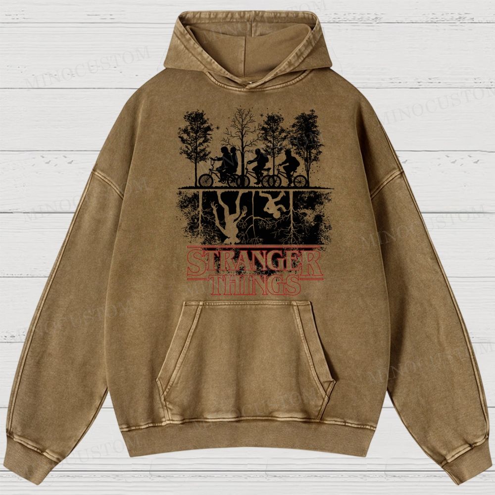 Vintage Washed Stranger Things Graphic Sci - Fi Horror Hoodie