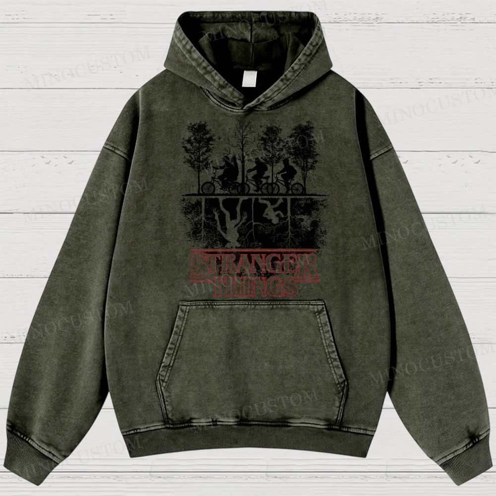 Vintage Washed Stranger Things Graphic Sci - Fi Horror Hoodie