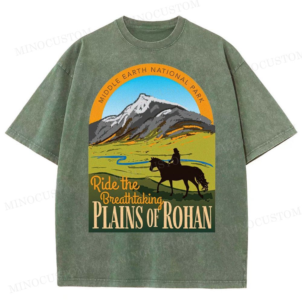 Ride the Breathtaking Plains of Rohan • Lord of the Rings  Washed T-Shirt 