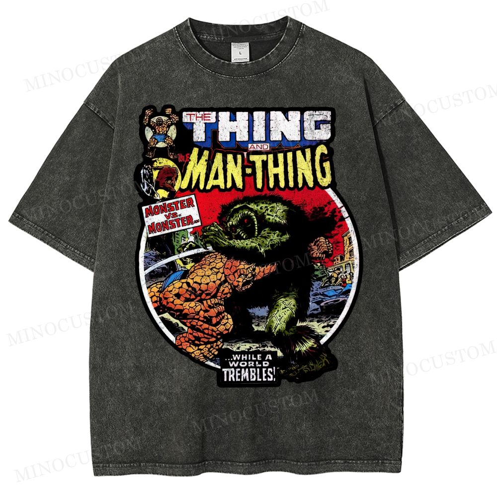 The Man Thing Monster versus Monster Fantastic Battle Washed T-Shirt 