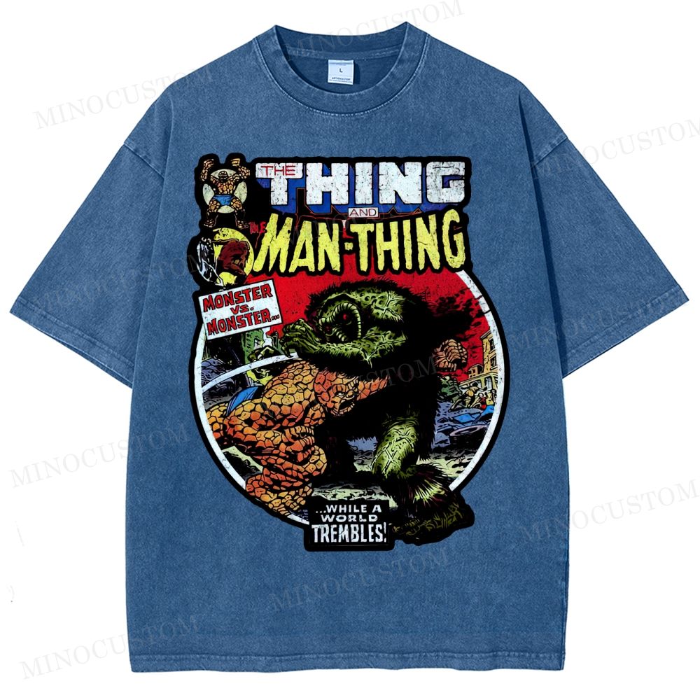 The Man Thing Monster versus Monster Fantastic Battle Washed T-Shirt 