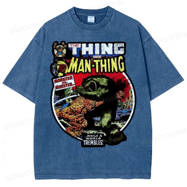 The Man Thing Monster versus Monster Fantastic Battle Washed T-Shirt 