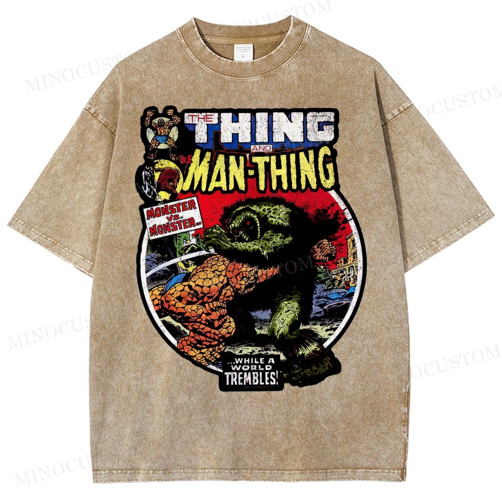 The Man Thing Monster versus Monster Fantastic Battle Washed T-Shirt 