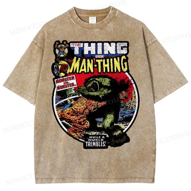 The Man Thing Monster versus Monster Fantastic Battle Washed T-Shirt 