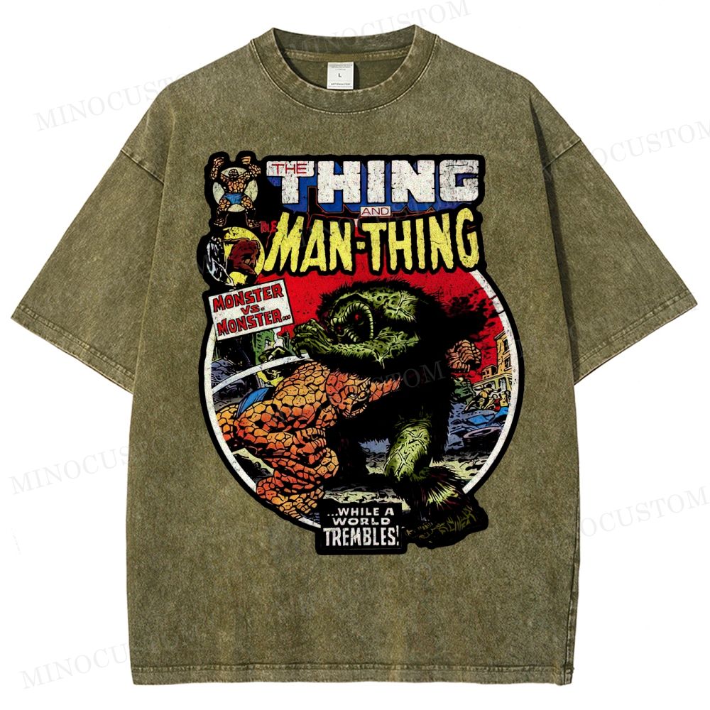 The Man Thing Monster versus Monster Fantastic Battle Washed T-Shirt 