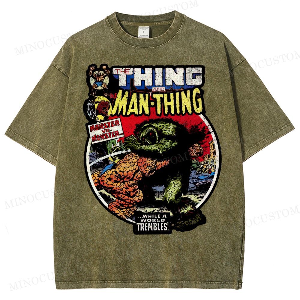 The Man Thing Monster versus Monster Fantastic Battle Washed T-Shirt 