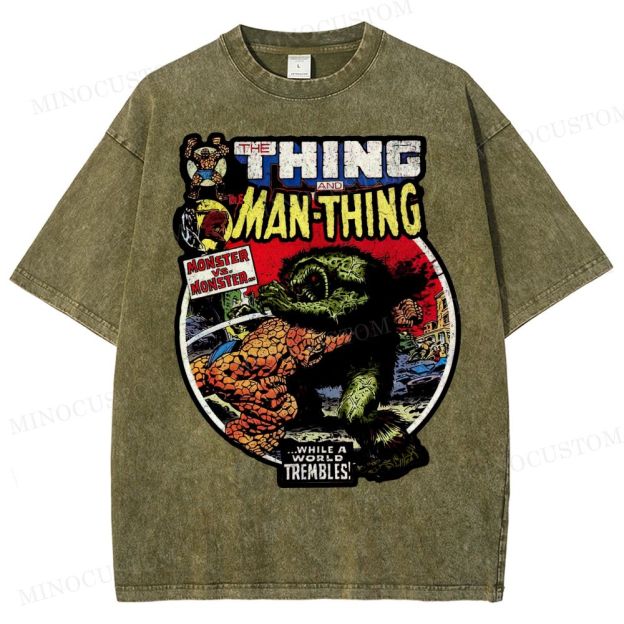 The Man Thing Monster versus Monster Fantastic Battle Washed T-Shirt 