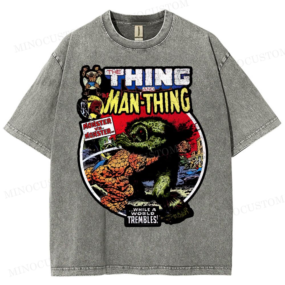 The Man Thing Monster versus Monster Fantastic Battle Washed T-Shirt 