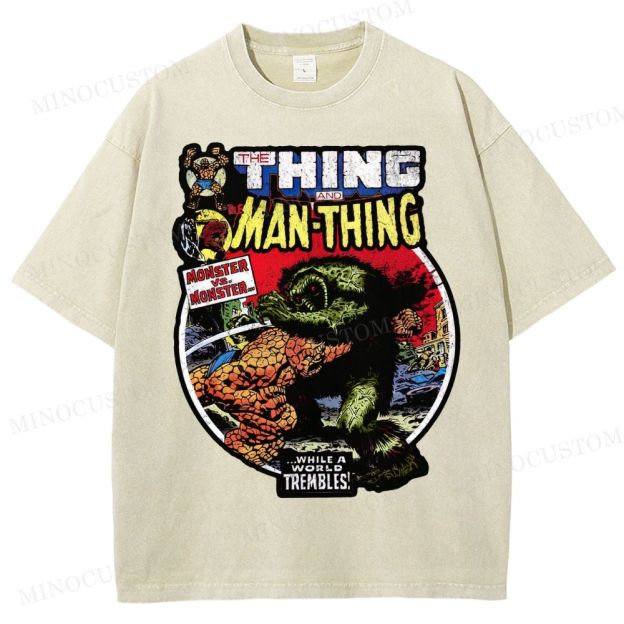 The Man Thing Monster versus Monster Fantastic Battle Washed T-Shirt 