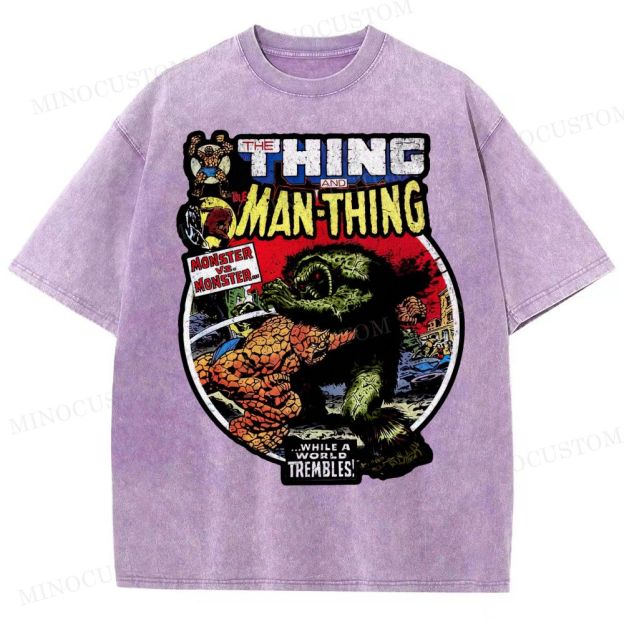 The Man Thing Monster versus Monster Fantastic Battle Washed T-Shirt 