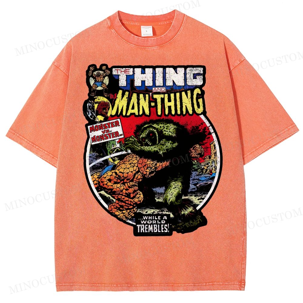 The Man Thing Monster versus Monster Fantastic Battle Washed T-Shirt 