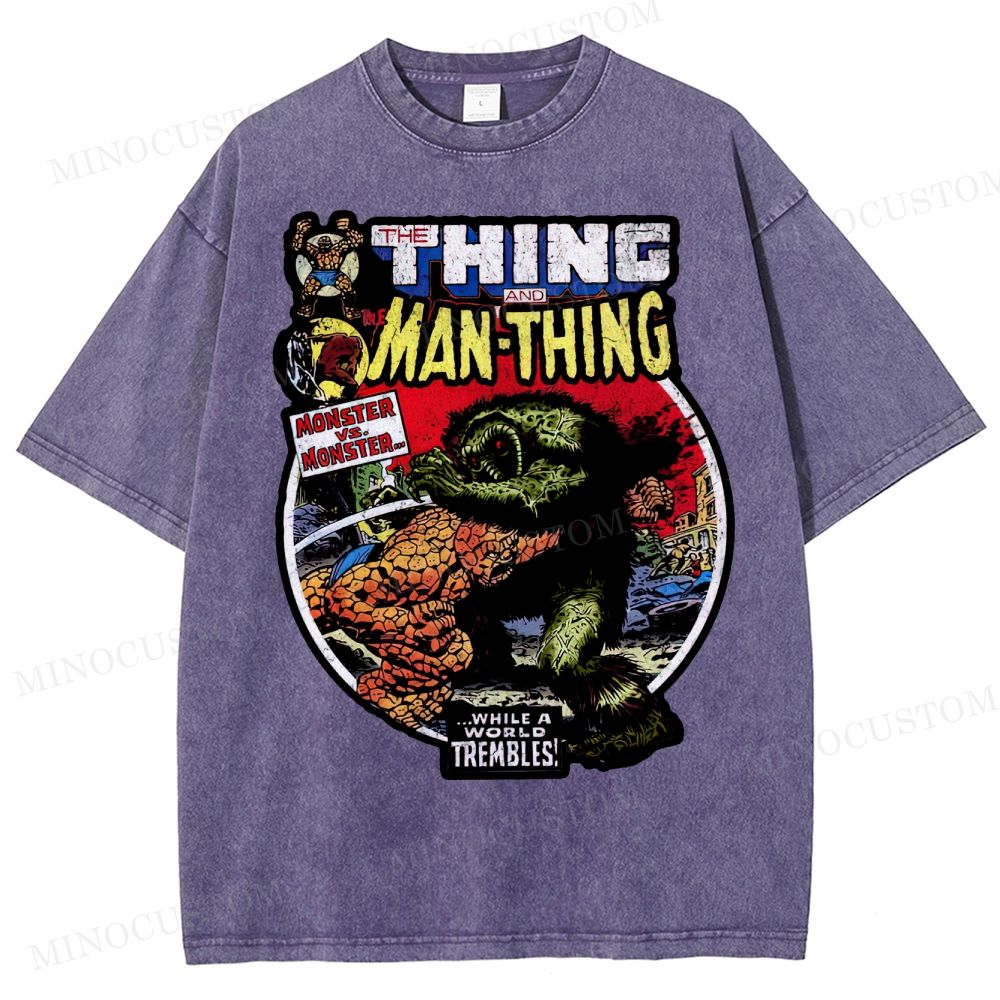 The Man Thing Monster versus Monster Fantastic Battle Washed T-Shirt 