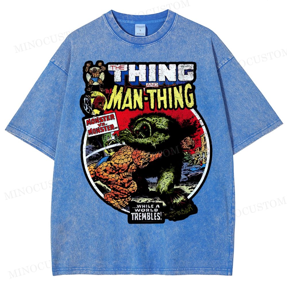 The Man Thing Monster versus Monster Fantastic Battle Washed T-Shirt 