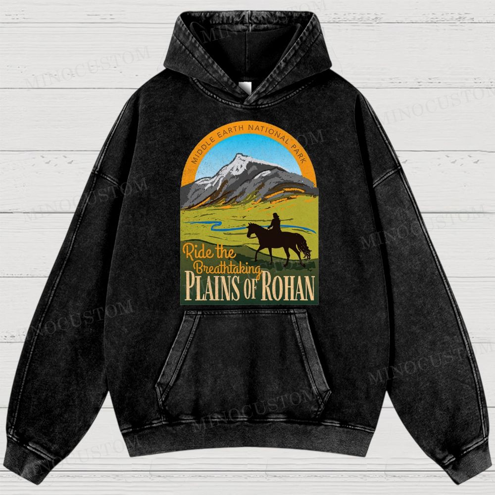 Ride the Breathtaking Plains of Rohan • Lord of the Rings  Washed Hoodies 