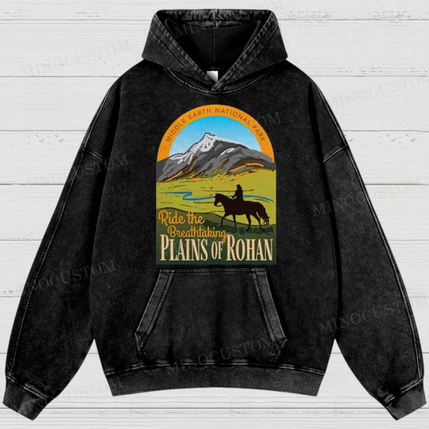Ride the Breathtaking Plains of Rohan • Lord of the Rings  Washed Hoodies 