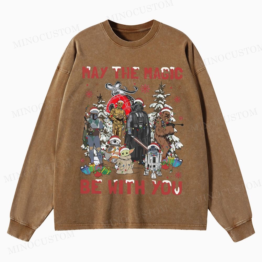 Star Wars Merry Christmas Washed Long-Sleeved T-Shirt 