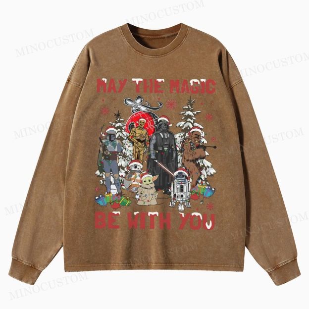 Star Wars Merry Christmas Washed Long-Sleeved T-Shirt 