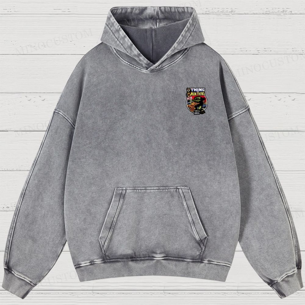 The Man Thing Monster versus Monster Fantastic Battle Washed Hoodies