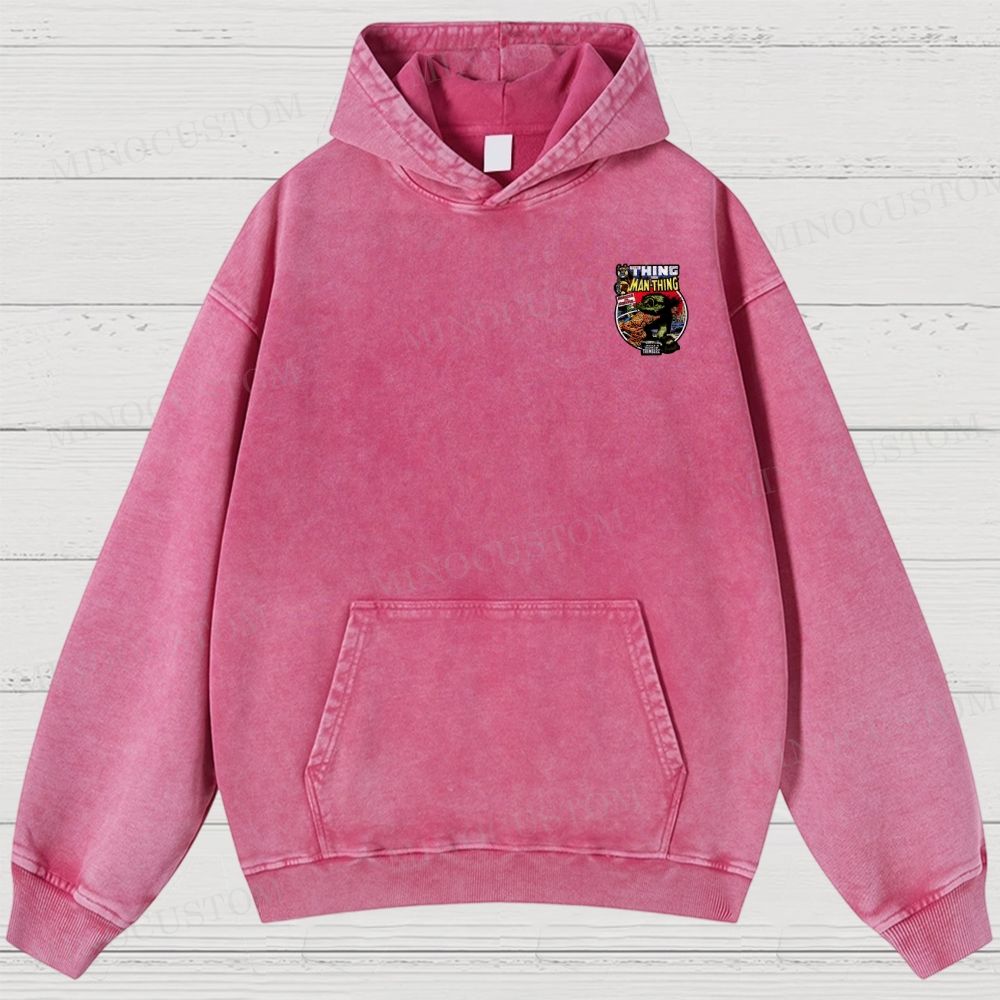 The Man Thing Monster versus Monster Fantastic Battle Washed Hoodies