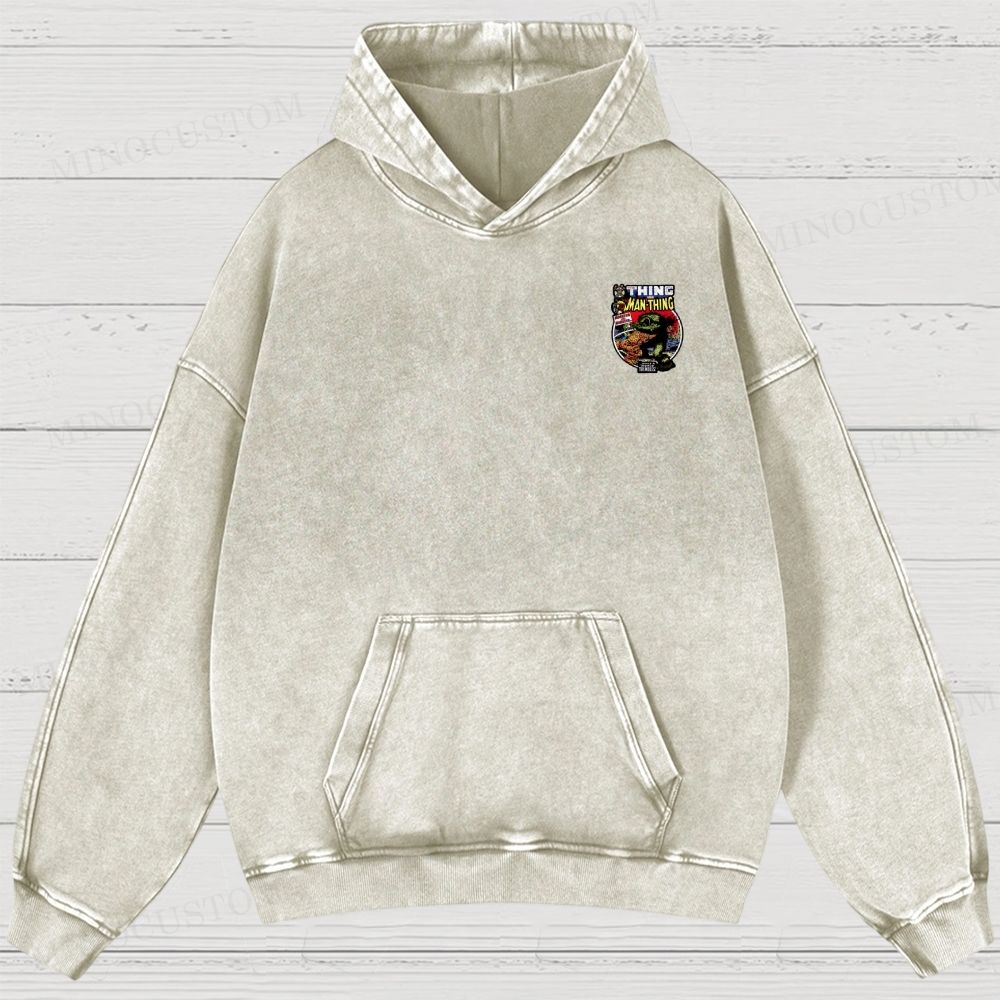 The Man Thing Monster versus Monster Fantastic Battle Washed Hoodies