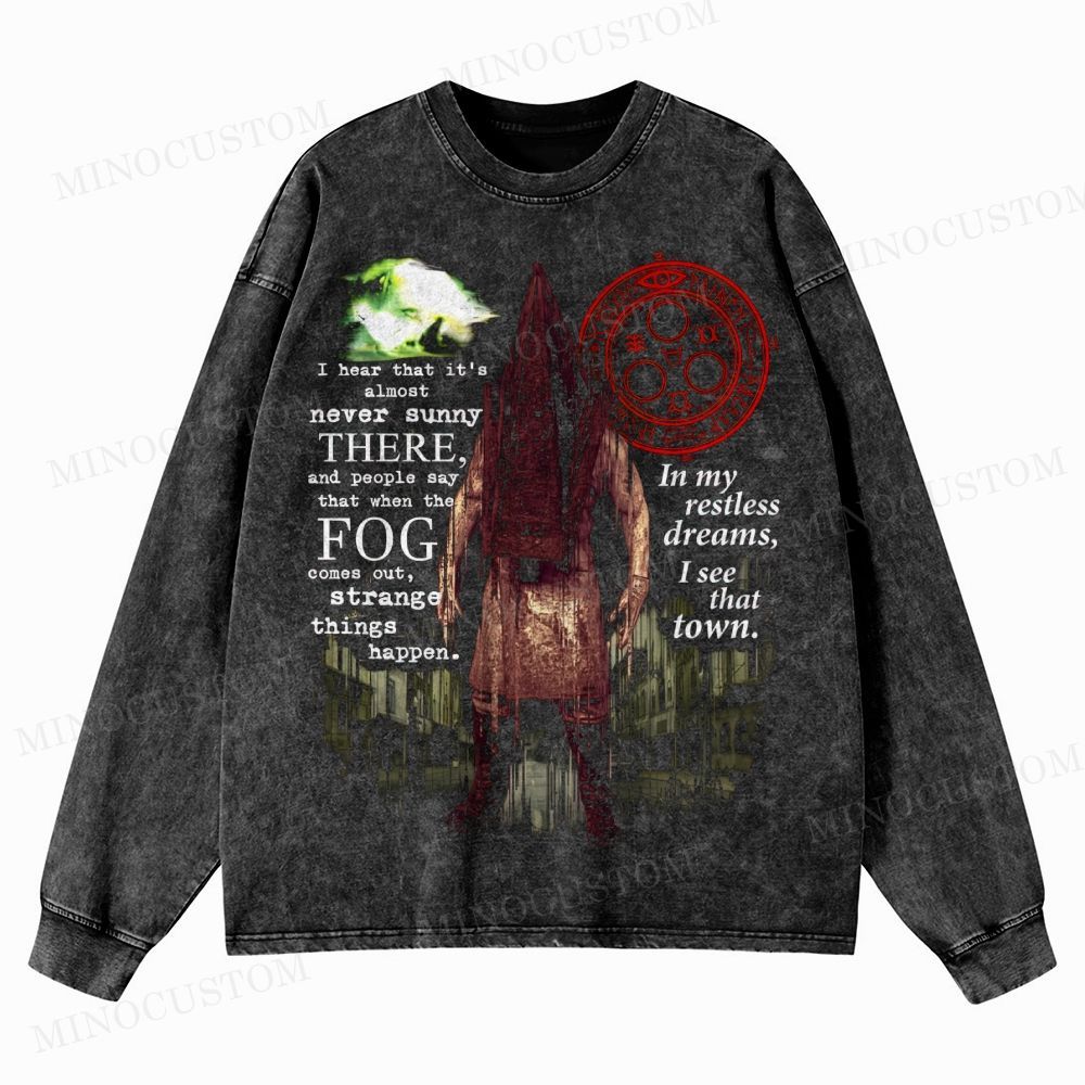 Silent Hill Remake Washed Long-Sleeved T-Shirt