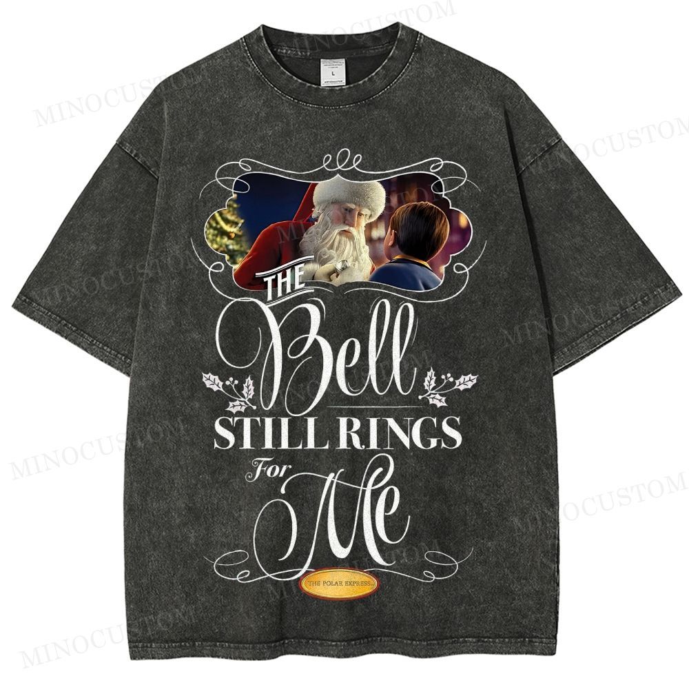 The Polar Express Christmas Fantasy "The Bell Still Rings" Retro Graphic Washed T-Shirt