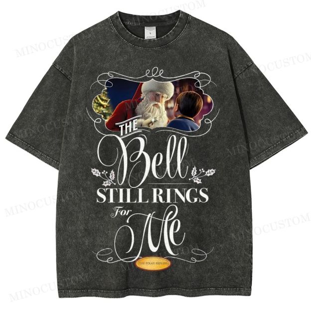The Polar Express Christmas Fantasy "The Bell Still Rings" Retro Graphic Washed T-Shirt