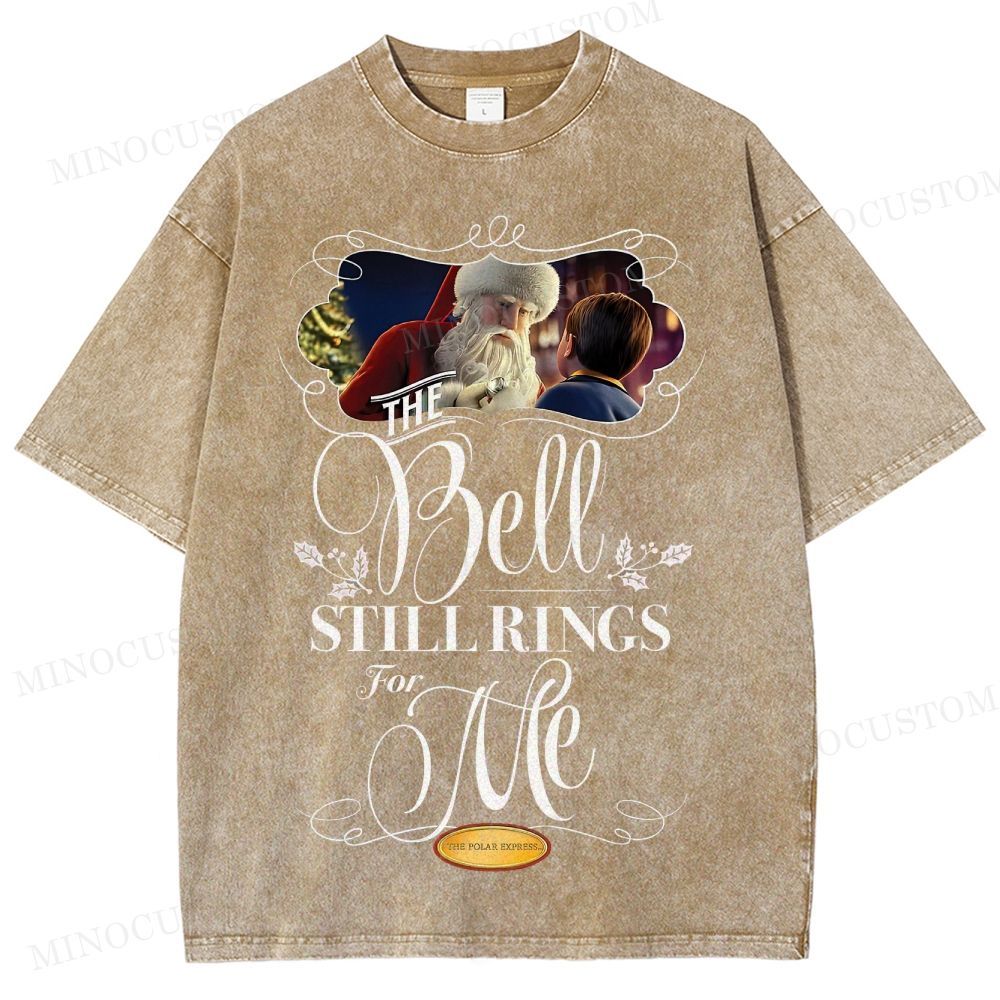 The Polar Express Christmas Fantasy "The Bell Still Rings" Retro Graphic Washed T-Shirt