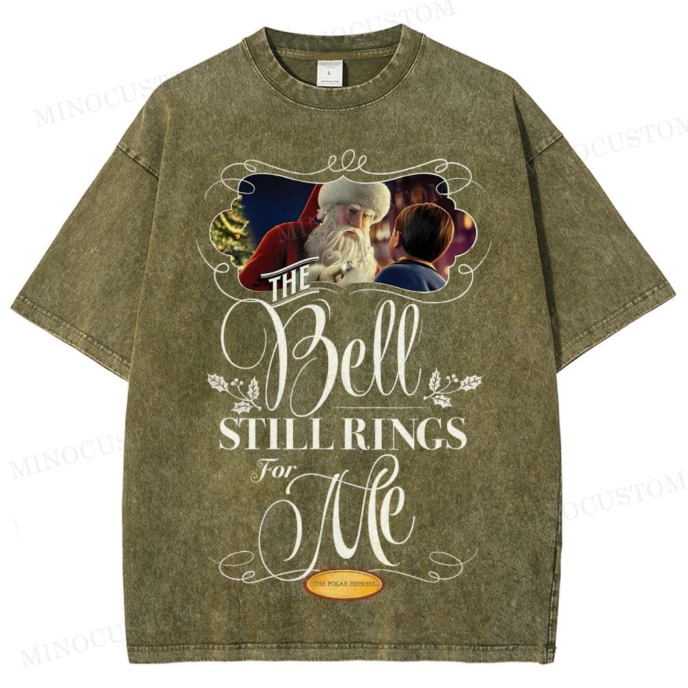 The Polar Express Christmas Fantasy "The Bell Still Rings" Retro Graphic Washed T-Shirt