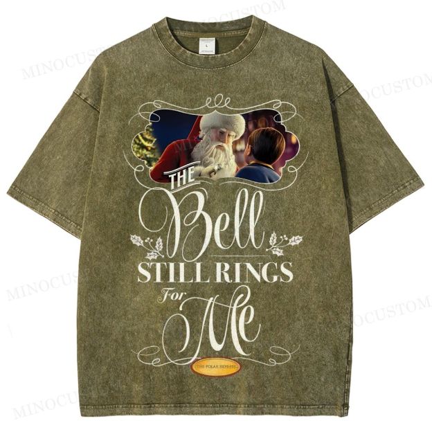 The Polar Express Christmas Fantasy "The Bell Still Rings" Retro Graphic Washed T-Shirt