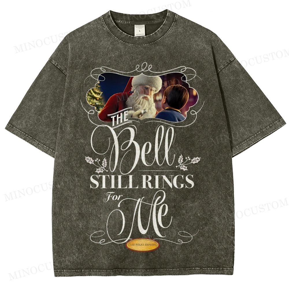 The Polar Express Christmas Fantasy "The Bell Still Rings" Retro Graphic Washed T-Shirt