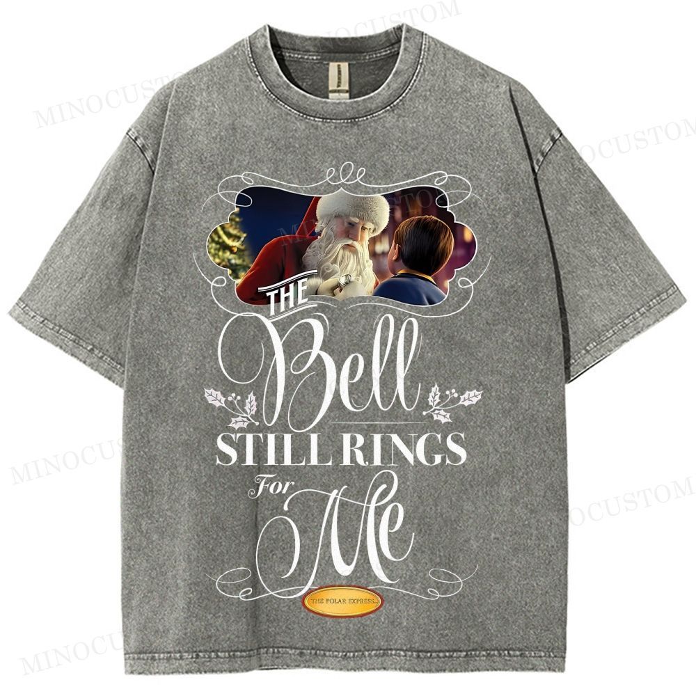 The Polar Express Christmas Fantasy "The Bell Still Rings" Retro Graphic Washed T-Shirt