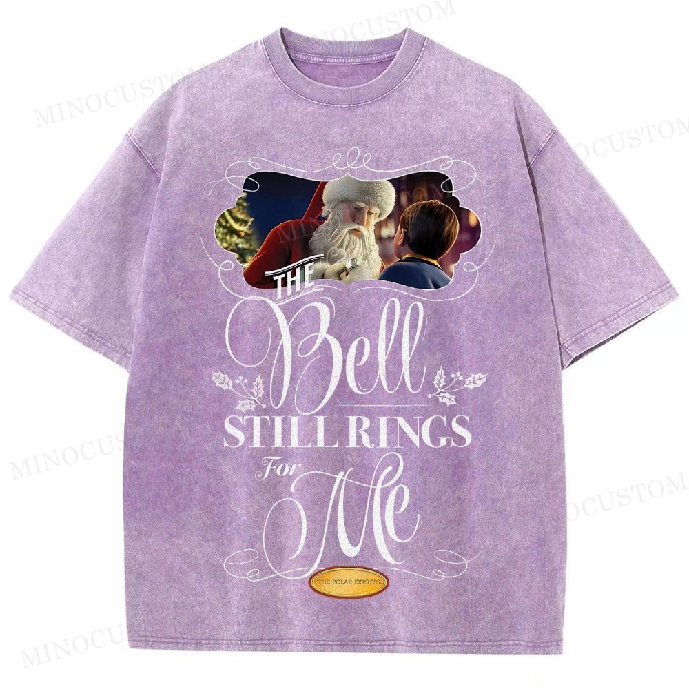 The Polar Express Christmas Fantasy "The Bell Still Rings" Retro Graphic Washed T-Shirt